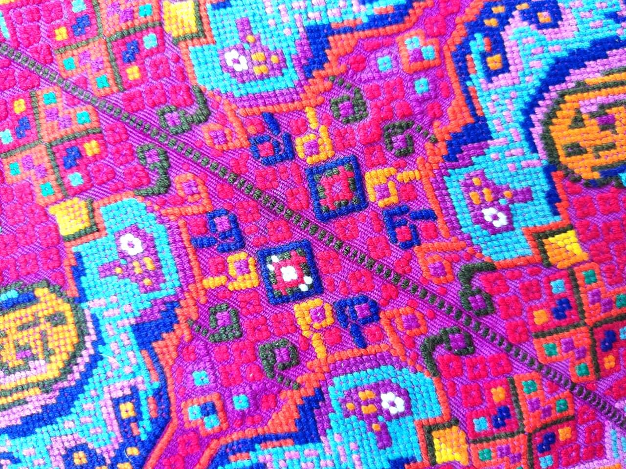 Set of Cotton Guatemala UPCYCLED Geometric PEACOCK Huipil Pillow Case Cushion Cover 18x18 inches 45x45 cm