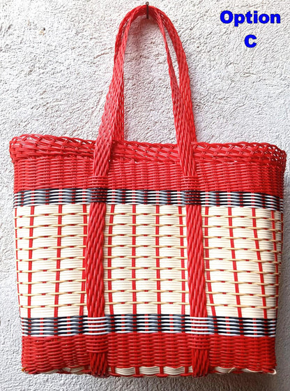 Large Woven Guatemalan Plastic market Bag - Recycled plastic