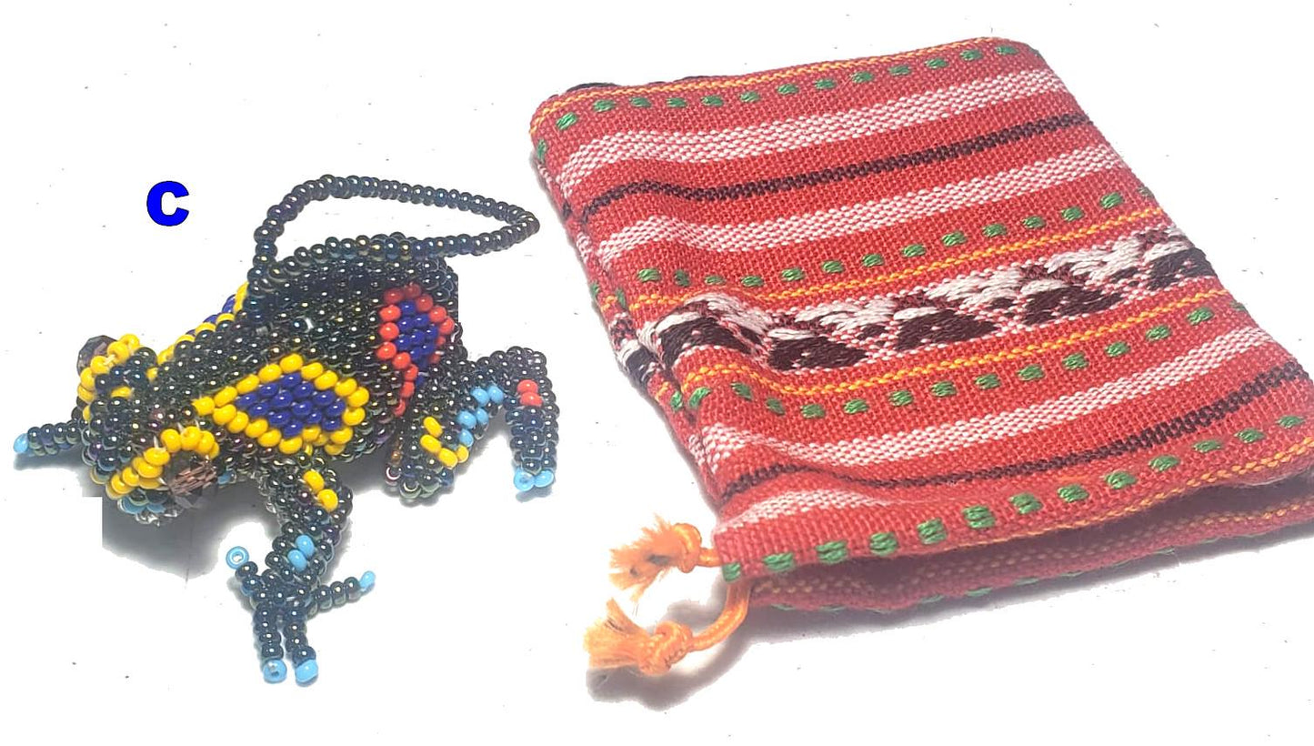 BEADED FROG Hanging ORNAMENT Key chain Gift For Animal Lovers - Czech Glass Seed Beads And Nylon Thread