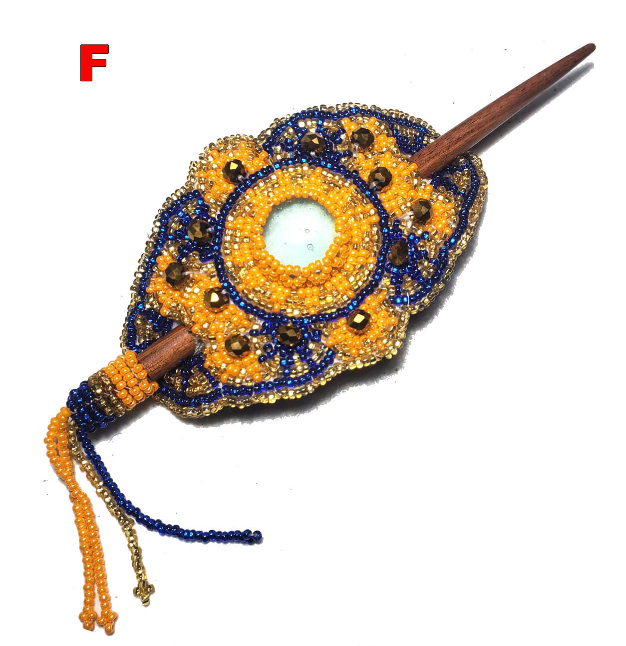 Czech Seed Bead Hair Clip Barrette: Guatemalan Leather & Wood