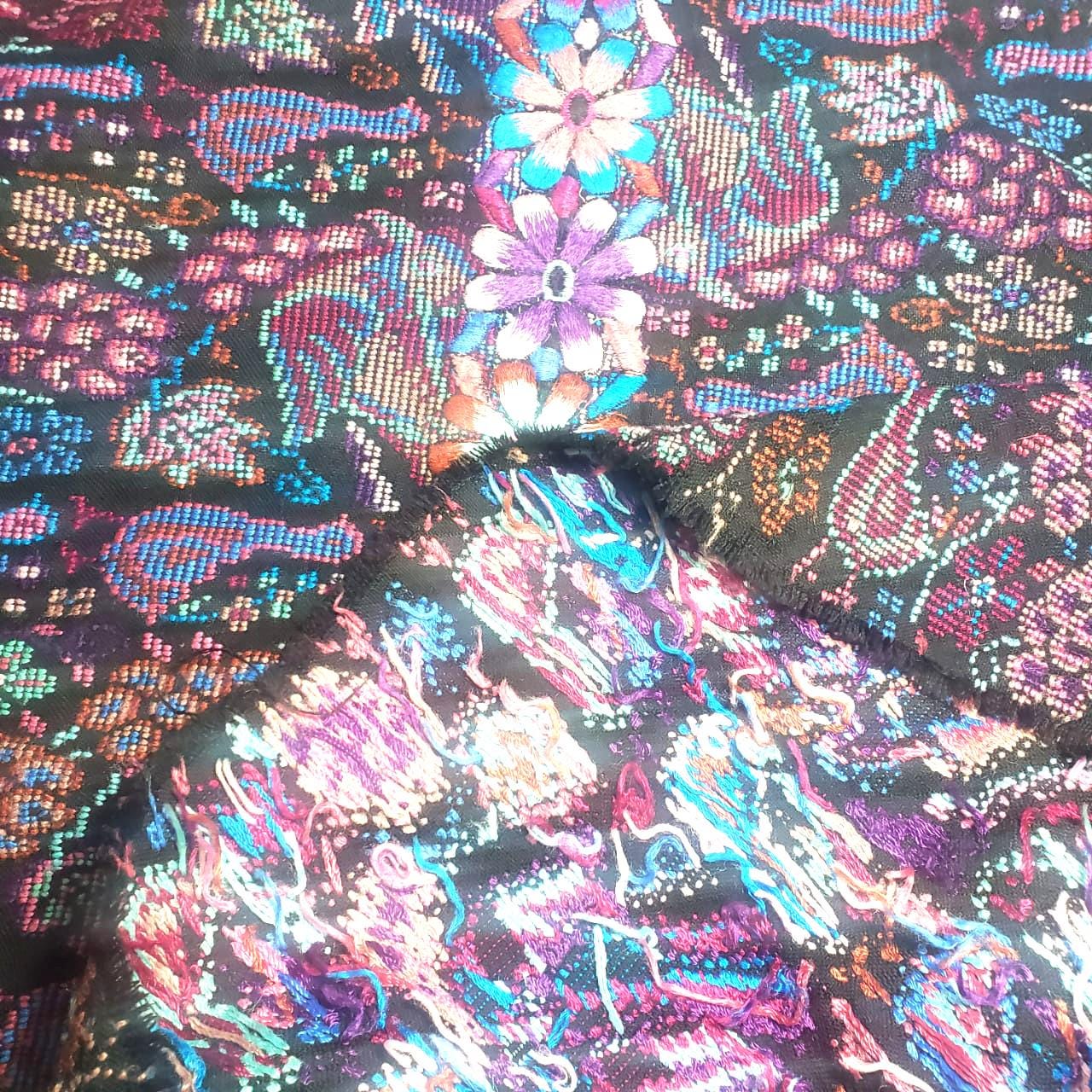 New unique Guatemala handmade weaved cotton multicolor Zunil Peacocks Corte -Fabric per yard-