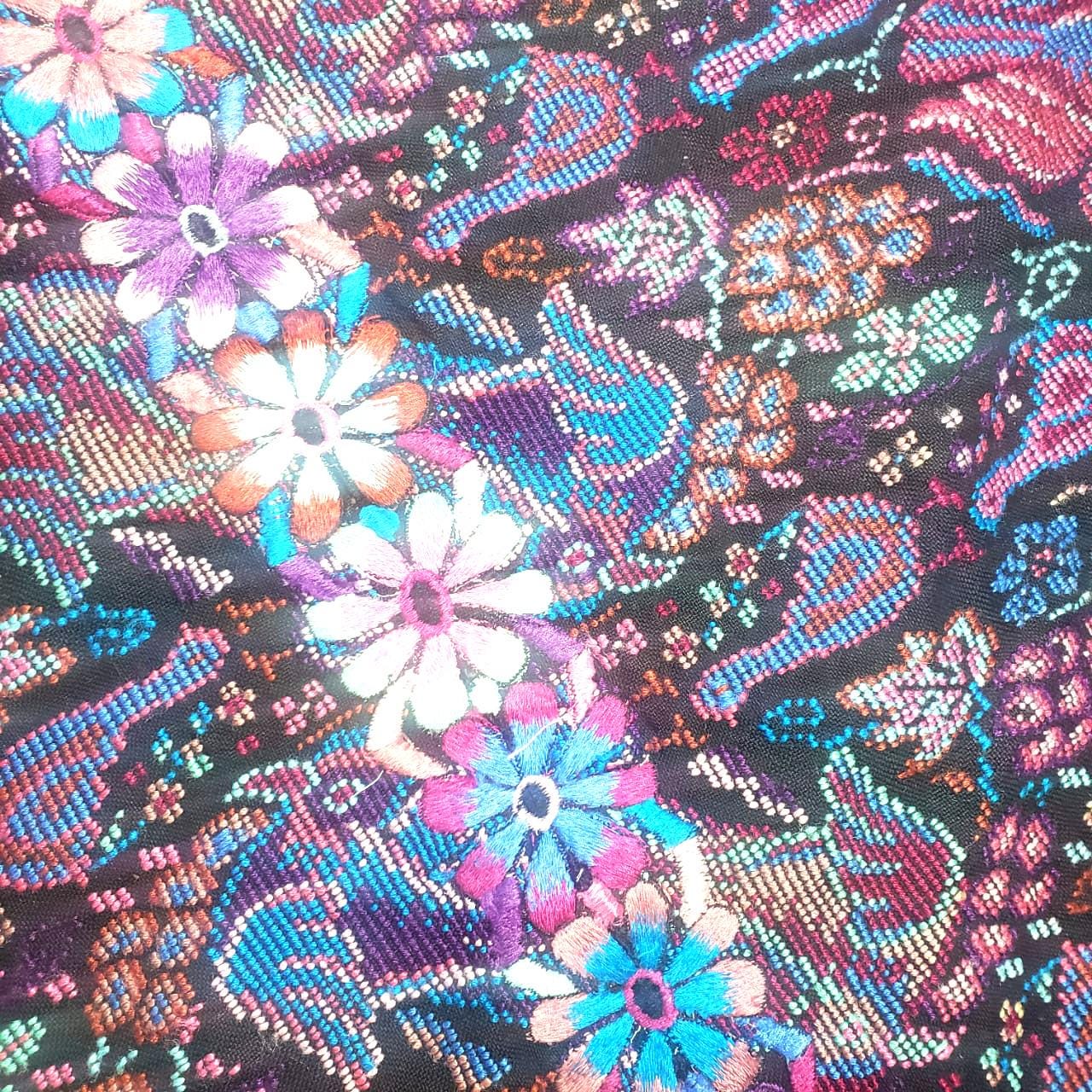 New unique Guatemala handmade weaved cotton multicolor Zunil Peacocks Corte -Fabric per yard-