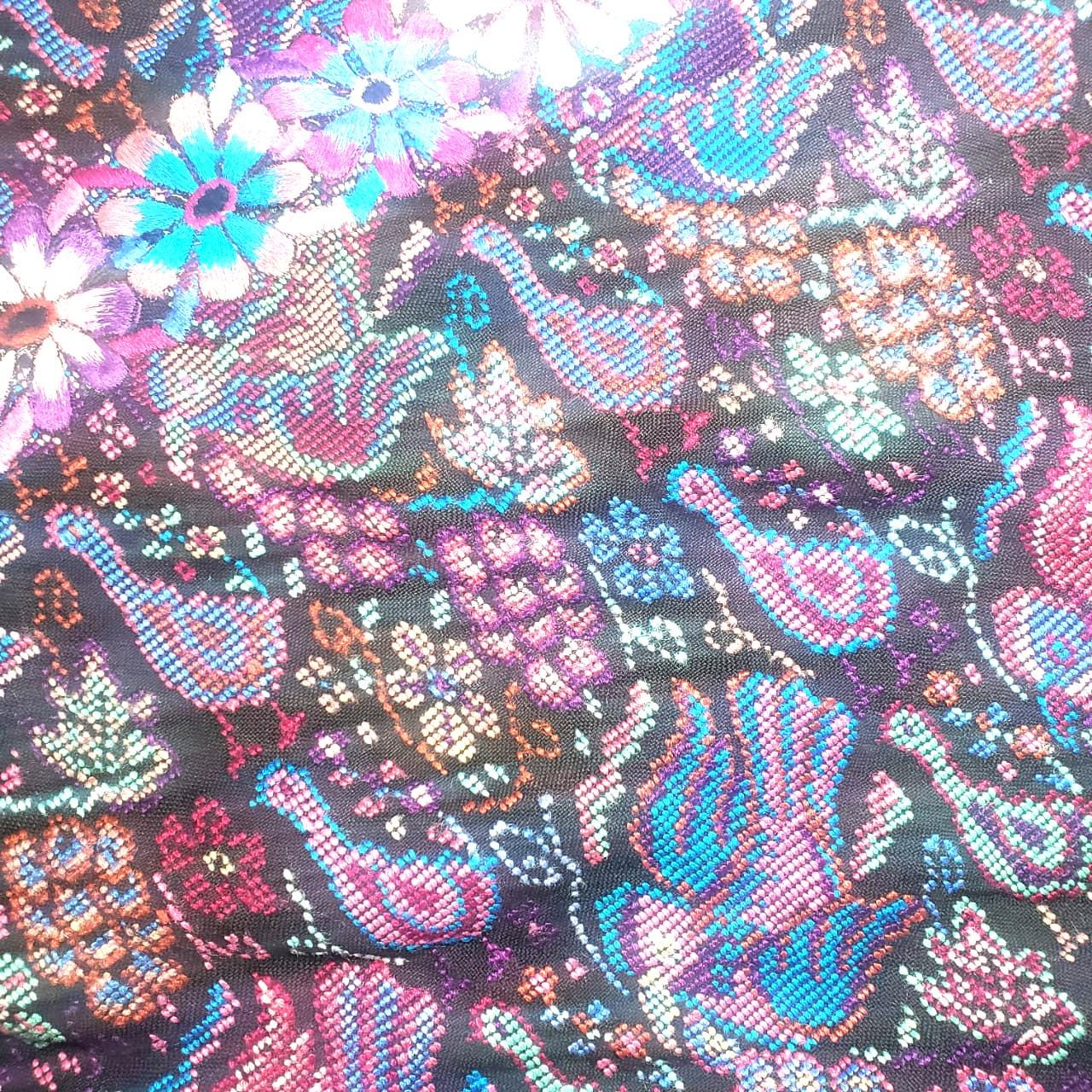 New unique Guatemala handmade weaved cotton multicolor Zunil Peacocks Corte -Fabric per yard-