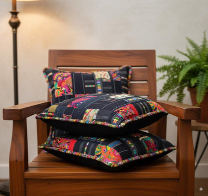 Guatemalan Cotton Handmade -PATCHWORK Style- Huipil Pillow Case Cushion Cover -18x18- 20x20 Customizable Sizes