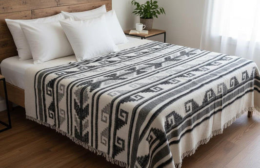 Organic PONCHO Wool GUATEMALAN BLANKET For Winter Season -Traditional Blanket Made In Momostenango