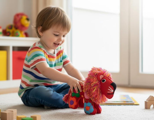 Handmade Stuffed Artistic Multicolor LION And BUFFALO Felt Toy