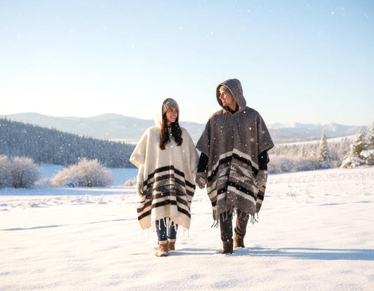 Handwoven Wool Poncho with Hood: Guatemalan Heavyweight Sarape