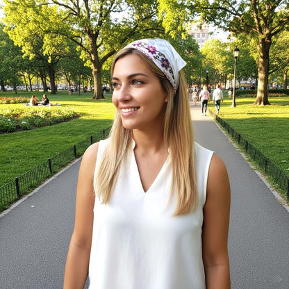 Hand Embroidered Cotton Headband: Guatemalan Floral Bandana