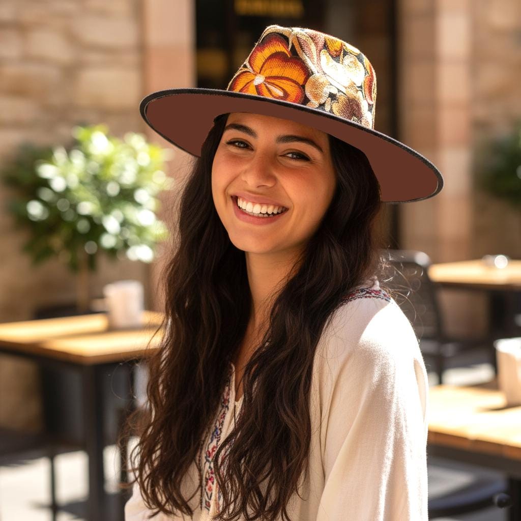 Guatemalan embroidery suede ladies hat