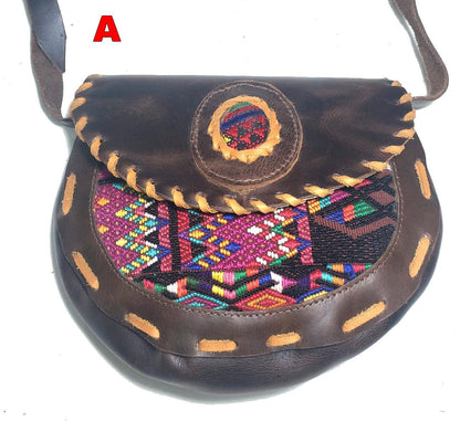 Guatemalan Huipil Leather Crossbody Clutch: Fair Trade Artisan Purse