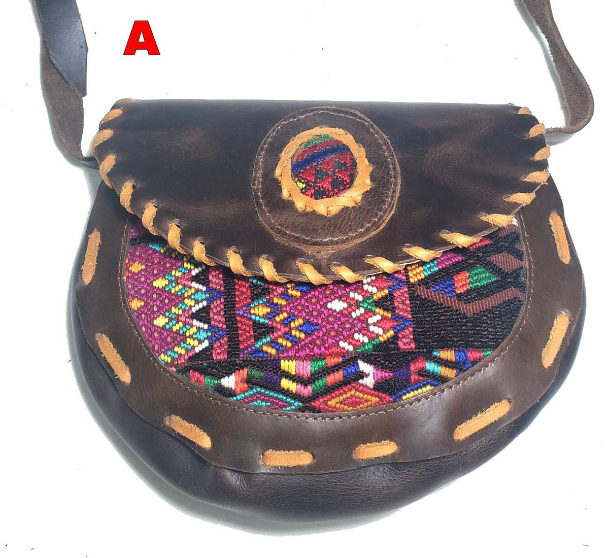 Guatemalan Huipil Leather Crossbody Clutch: Fair Trade Artisan Purse