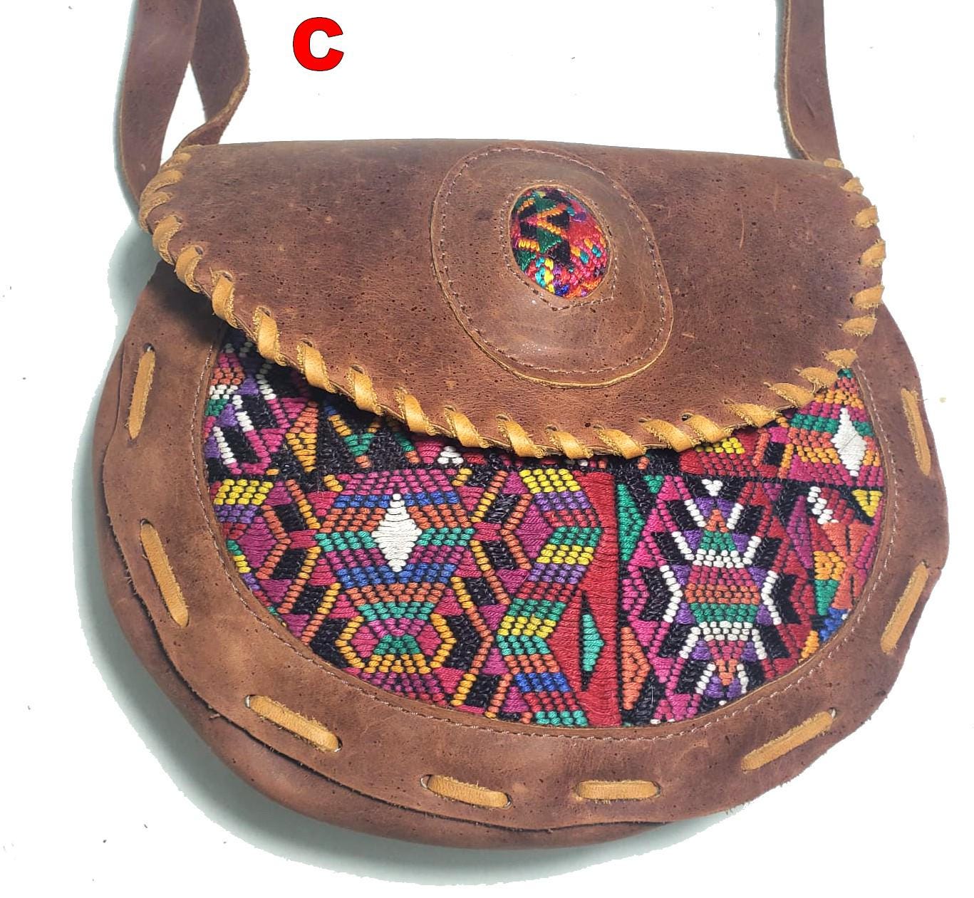 Guatemalan Huipil Leather Crossbody Clutch: Fair Trade Artisan Purse
