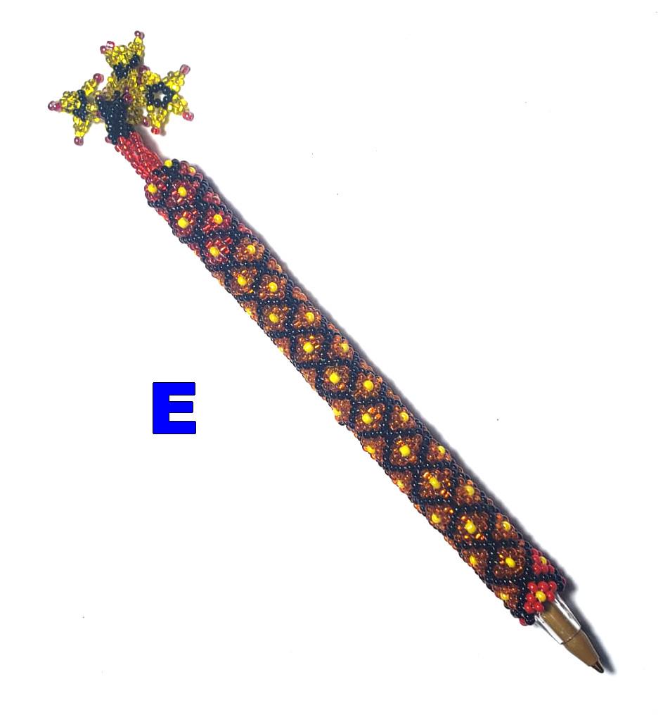 Beaded Pen Sleeve: Geometric Floral Czech Glass - Handmade Guatemalan Fair Trade