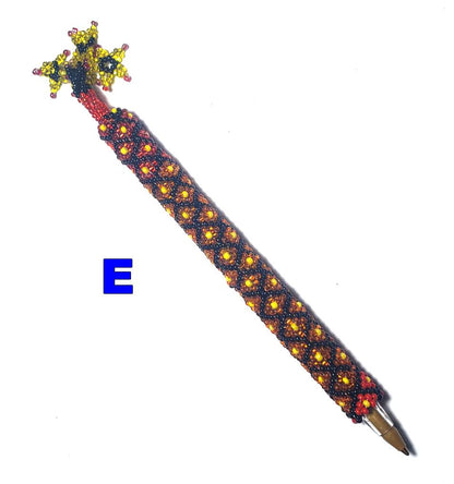 Beaded Pen Sleeve: Geometric Floral Czech Glass - Handmade Guatemalan Fair Trade