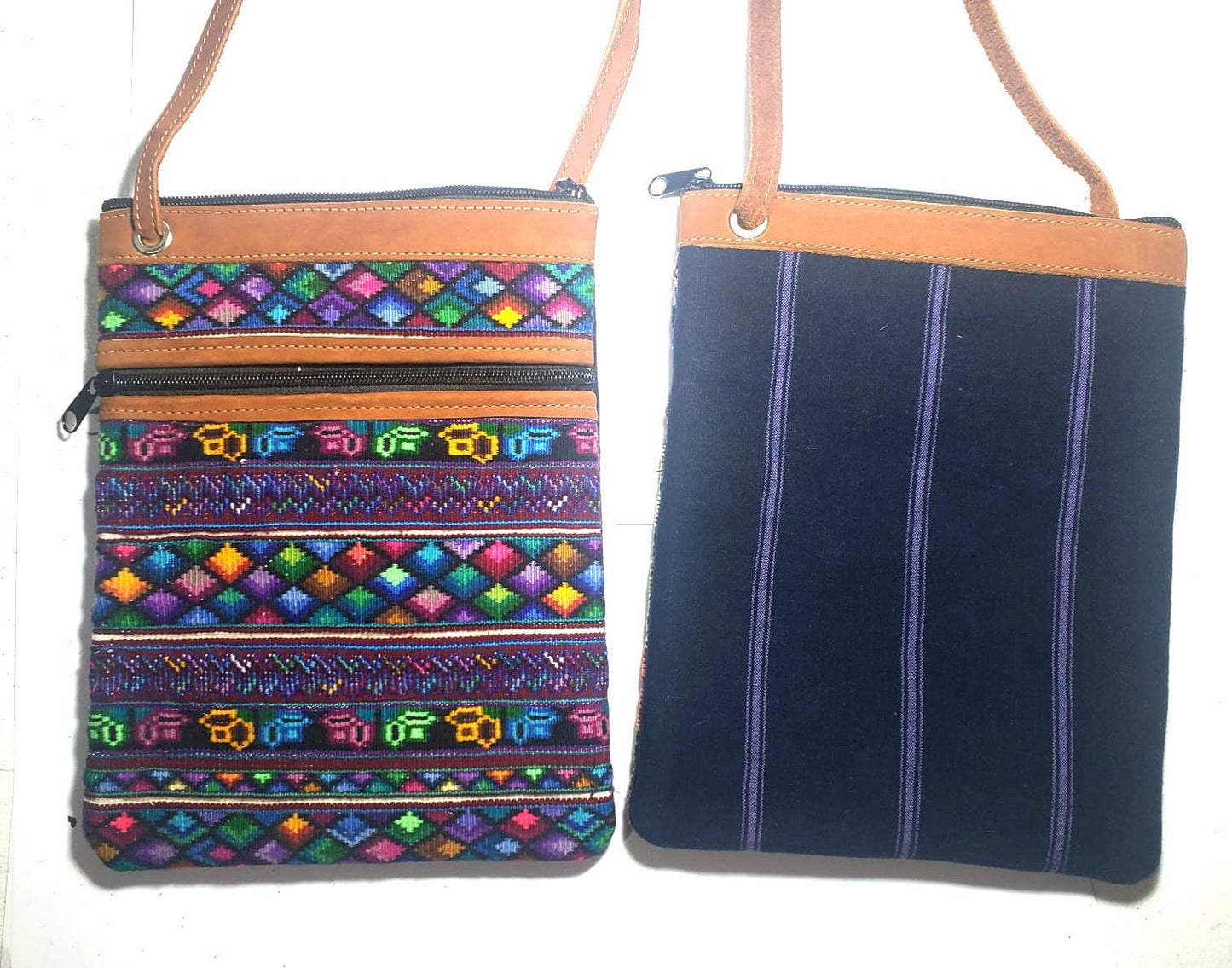 Guatemalan Huipil Leather Crossbody Purse, Fair Trade Artisan Purse