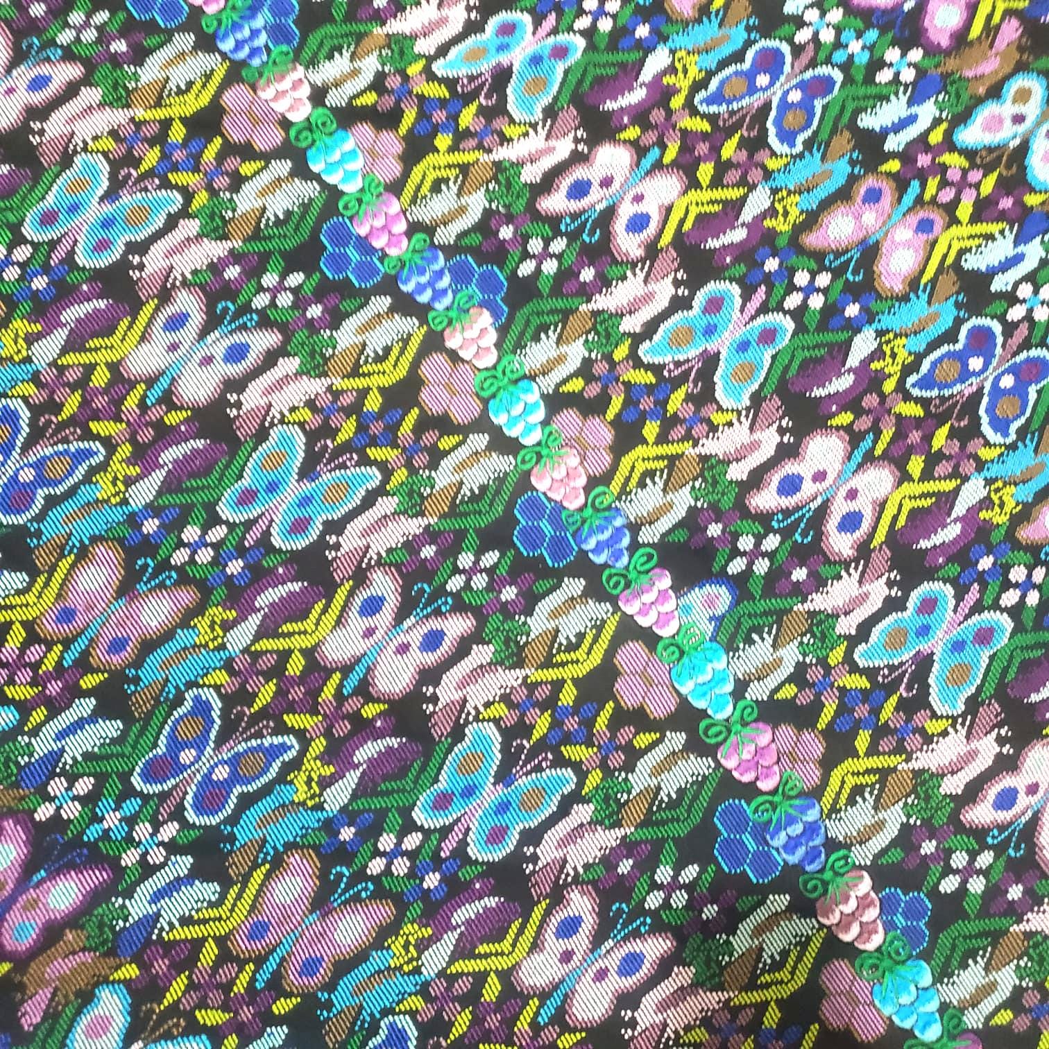 Unique Guatemala Handmade WEAVED Cotton multicolor ZUNIL Corte -Fabric per yard-