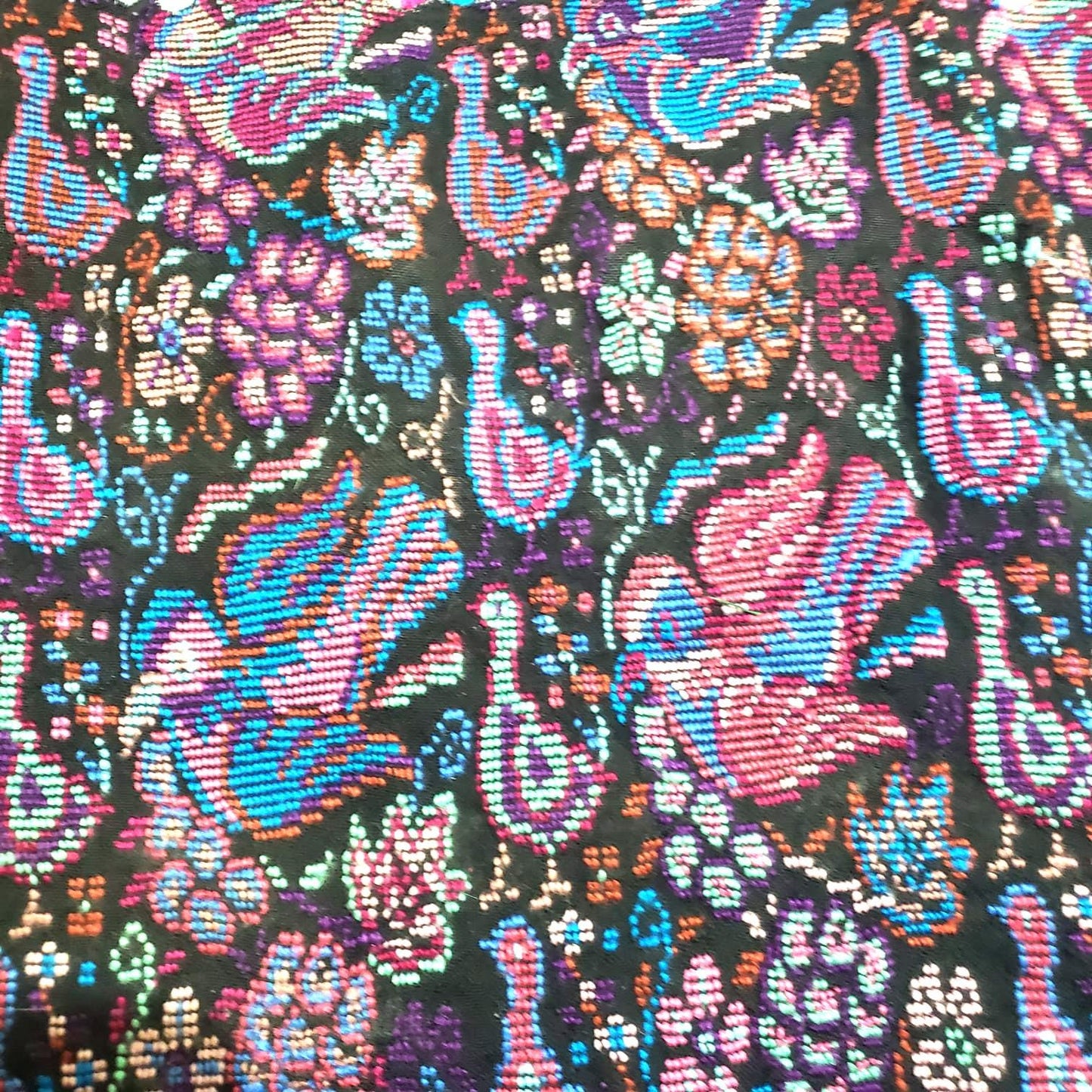 New unique Guatemala handmade weaved cotton multicolor Zunil Peacocks Corte -Fabric per yard-