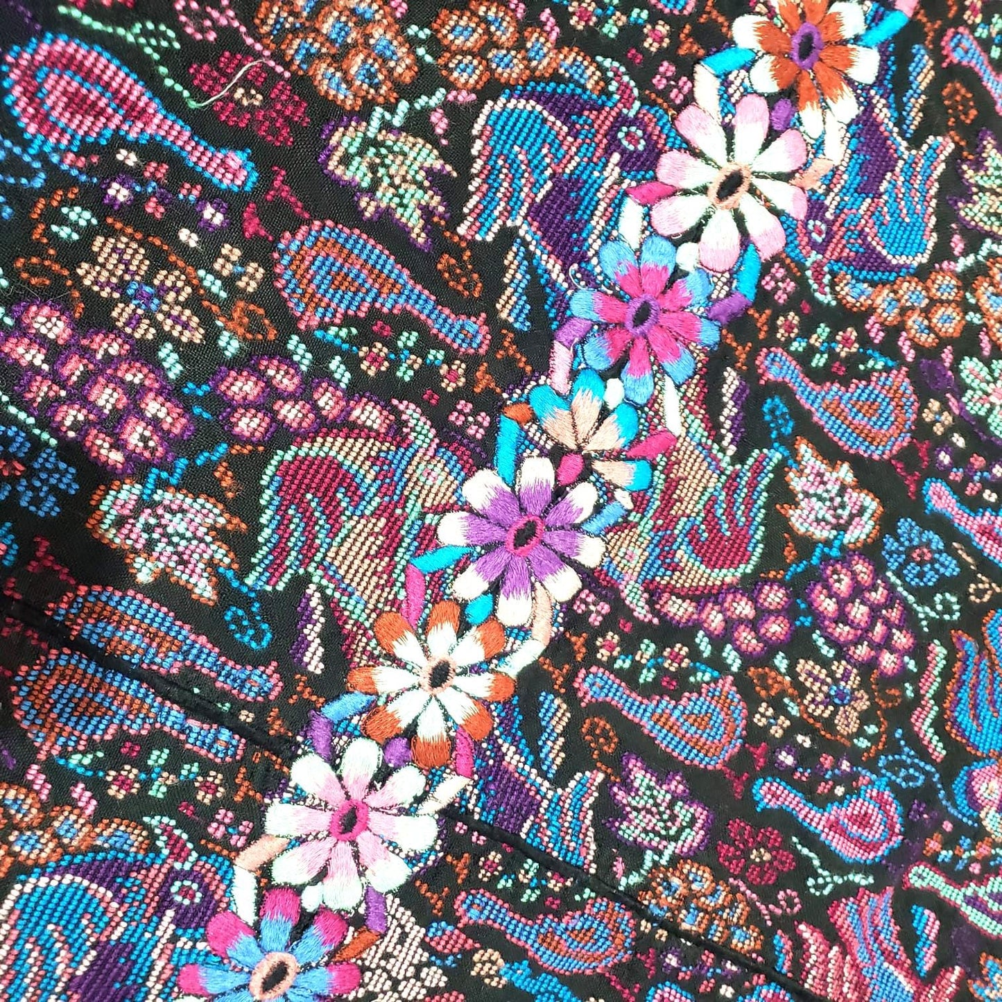 New unique Guatemala handmade weaved cotton multicolor Zunil Peacocks Corte -Fabric per yard-