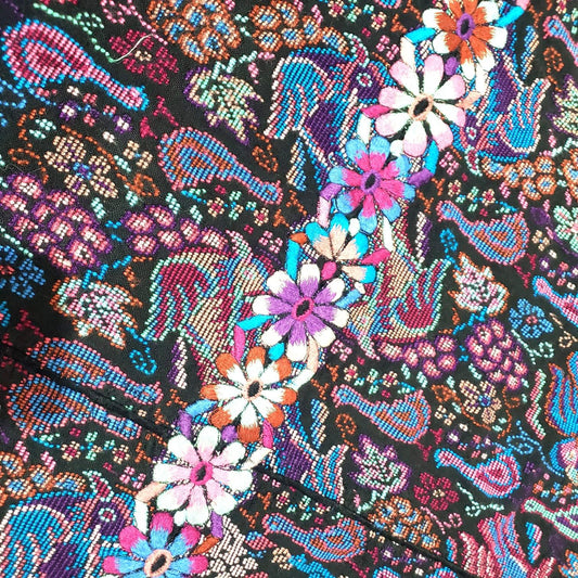 New unique Guatemala handmade weaved cotton multicolor Zunil Peacocks Corte -Fabric per yard-