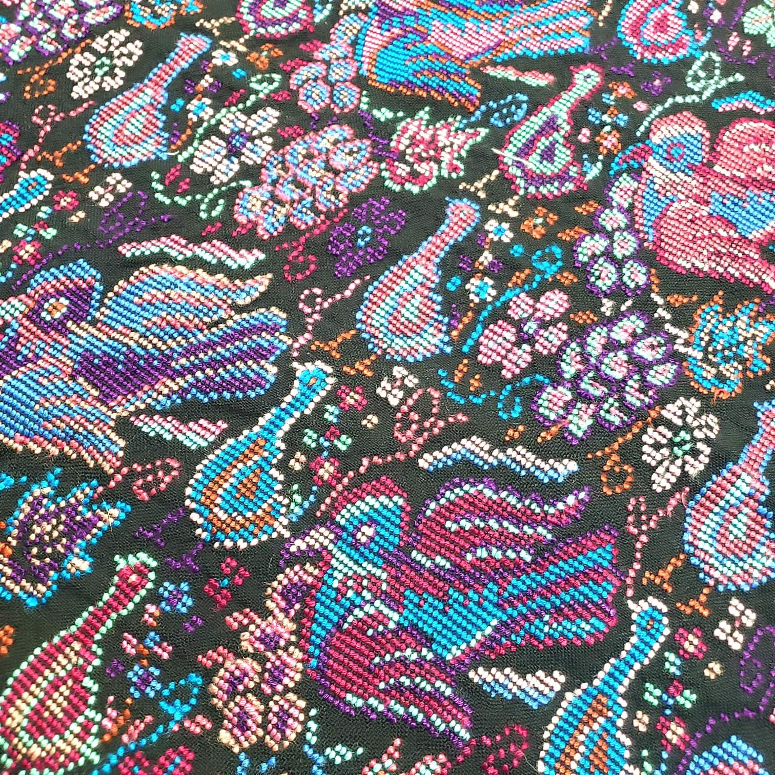 New unique Guatemala handmade weaved cotton multicolor Zunil Peacocks Corte -Fabric per yard-