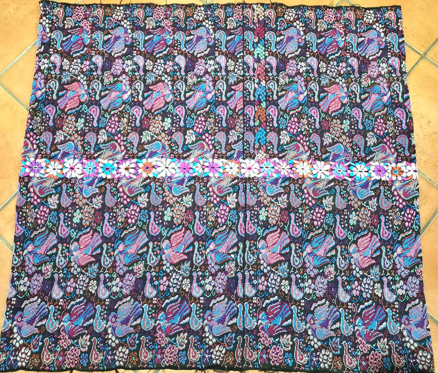 New unique Guatemala handmade weaved cotton multicolor Zunil Peacocks Corte -Fabric per yard-