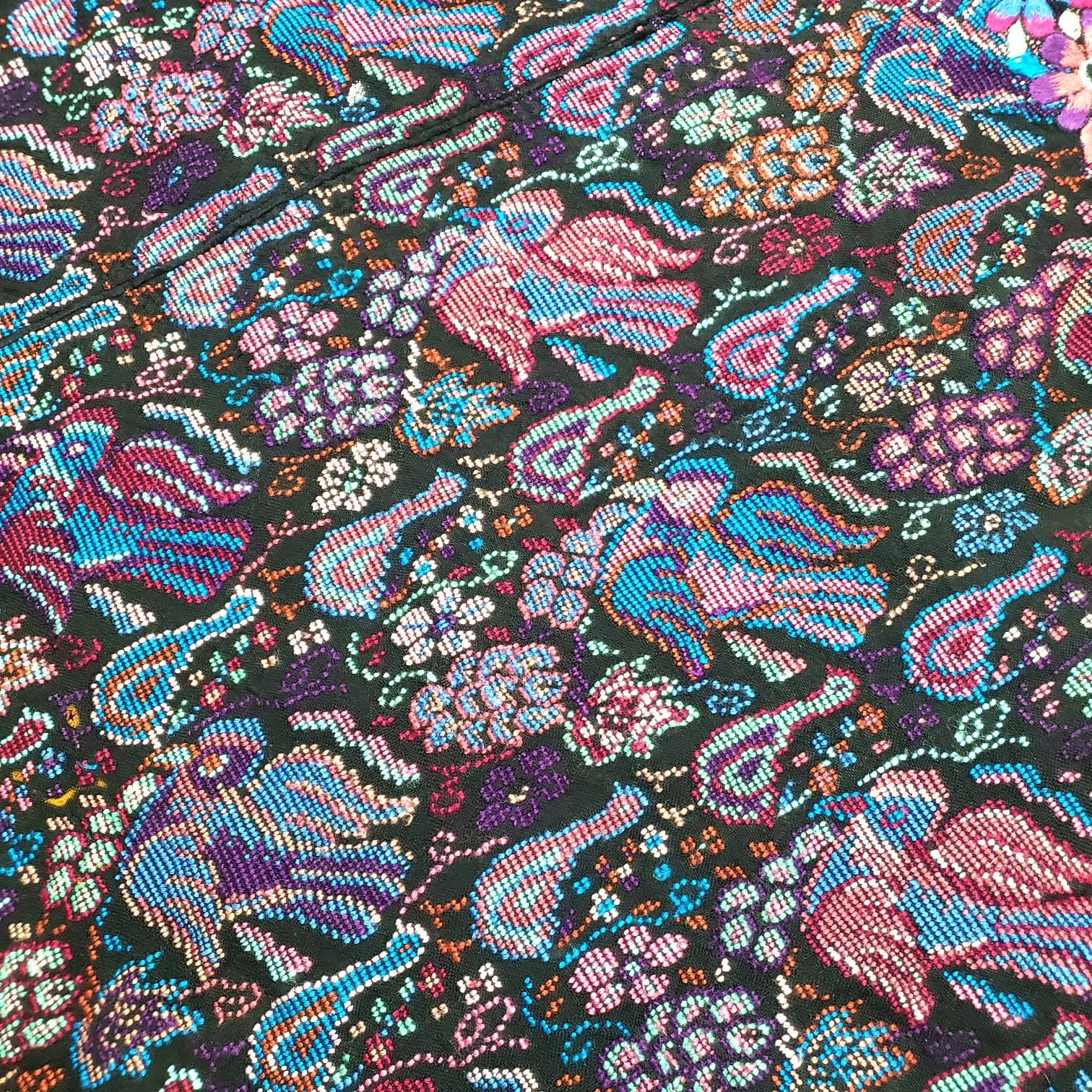 New unique Guatemala handmade weaved cotton multicolor Zunil Peacocks Corte -Fabric per yard-