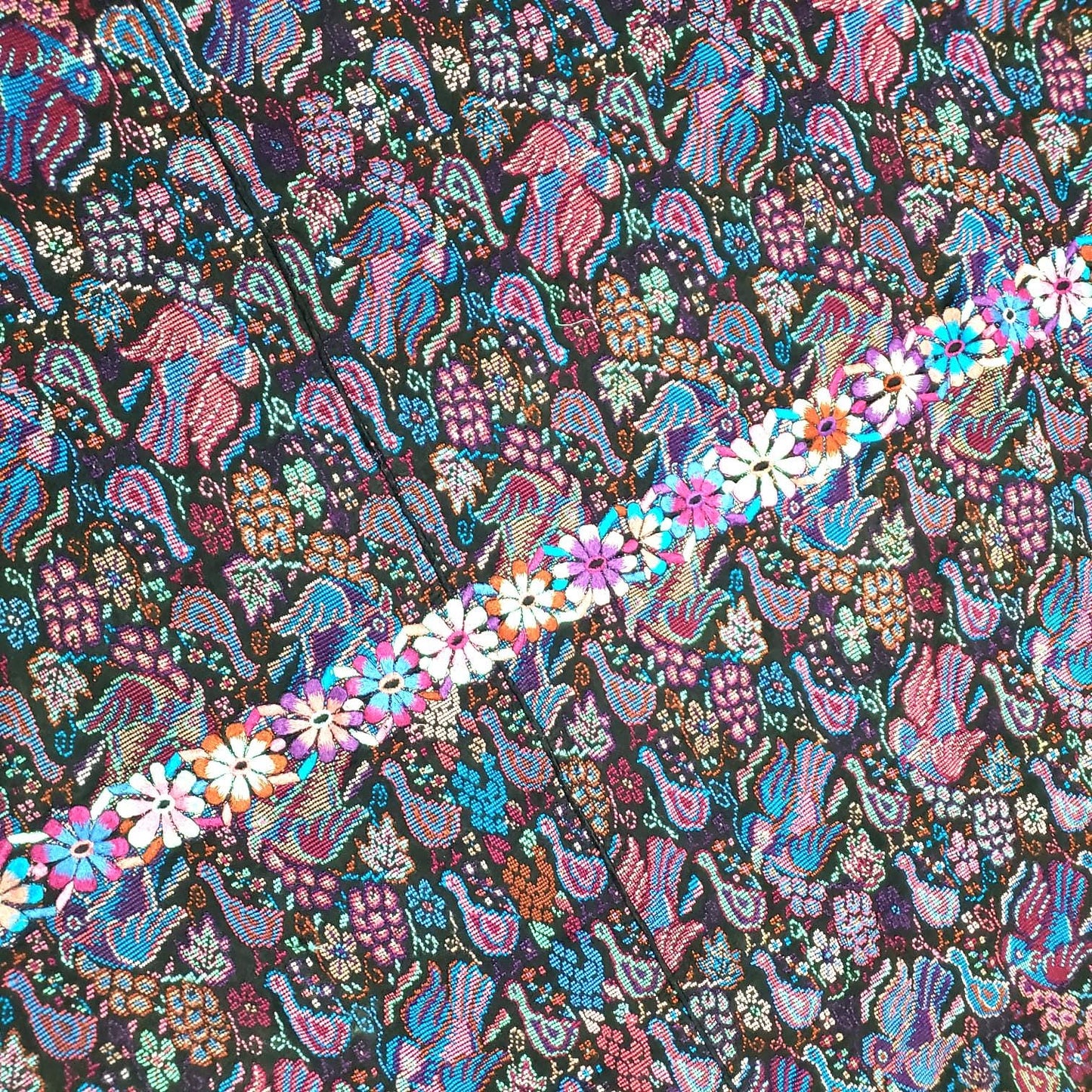 New unique Guatemala handmade weaved cotton multicolor Zunil Peacocks Corte -Fabric per yard-