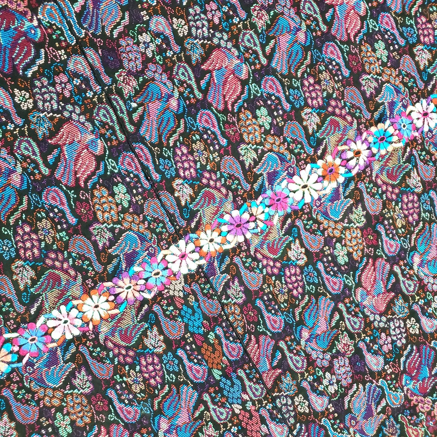 New unique Guatemala handmade weaved cotton multicolor Zunil Peacocks Corte -Fabric per yard-