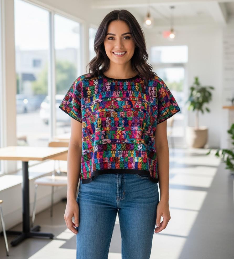 Cotton Unique Black Handmade WEAVED -San MARTIN JILOTEPEQUE- Huipil