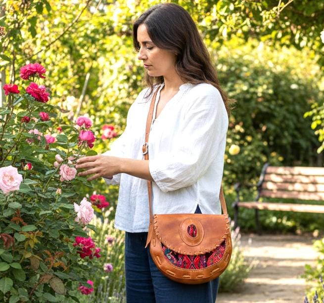 Guatemalan Huipil Leather Crossbody Clutch: Fair Trade Artisan Purse
