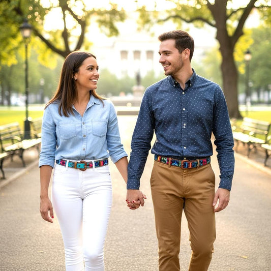 Lot of 2, 3 Authentic Handmade SILK Leather Braided UNISEX Belt, Colorful Woven Design with Buckle and Loop