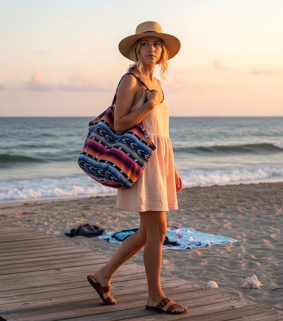 Guatemalan cotton handwoven beach / shopping bag