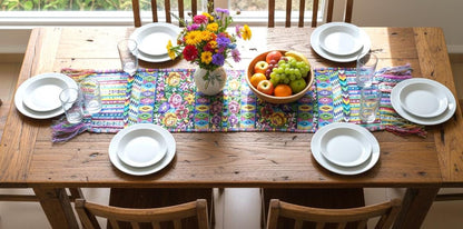 Vintage unique Guatemala handmade weaved cotton silk fringes -Comalapa huipil- birds motives table runner