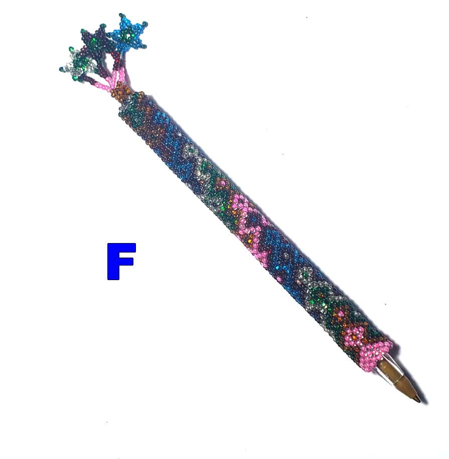 Beaded Pen Sleeve: Geometric Floral Czech Glass - Handmade Guatemalan Fair Trade