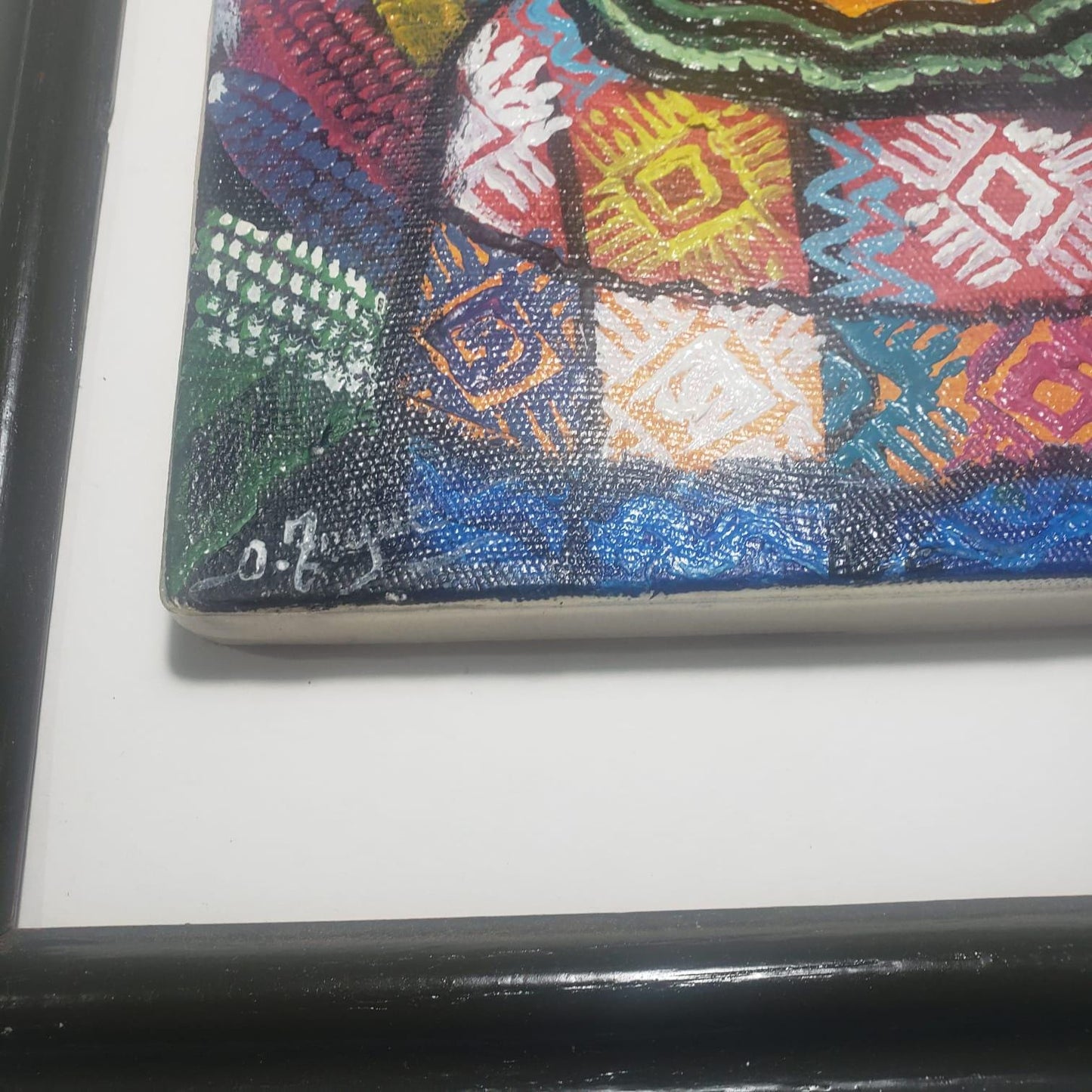 Hand-Painted Acrylic Frame, Lady Selling Flowers in the Local Market