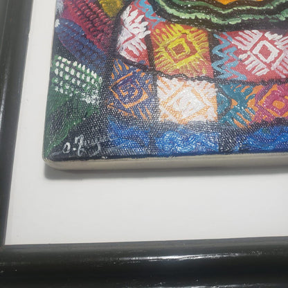 Hand-Painted Acrylic Frame, Lady Selling Flowers in the Local Market