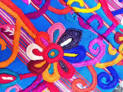 NEW Unique Guatemala Handmade Weaved BLUE Cotton Huipil "Mayan Chichi PEACOCKS"