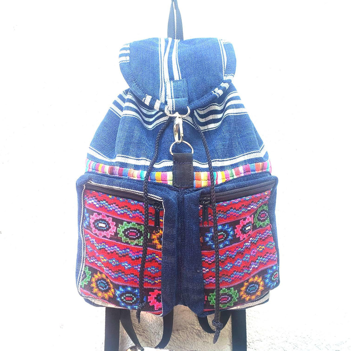 Guatemalan Upcycled Indigo Cotton BACKPACK Bag