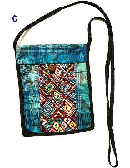 Guatemalan Huipil Crossbody Purse, Handcrafted Upcycled Traditional Fabric, Button Closure