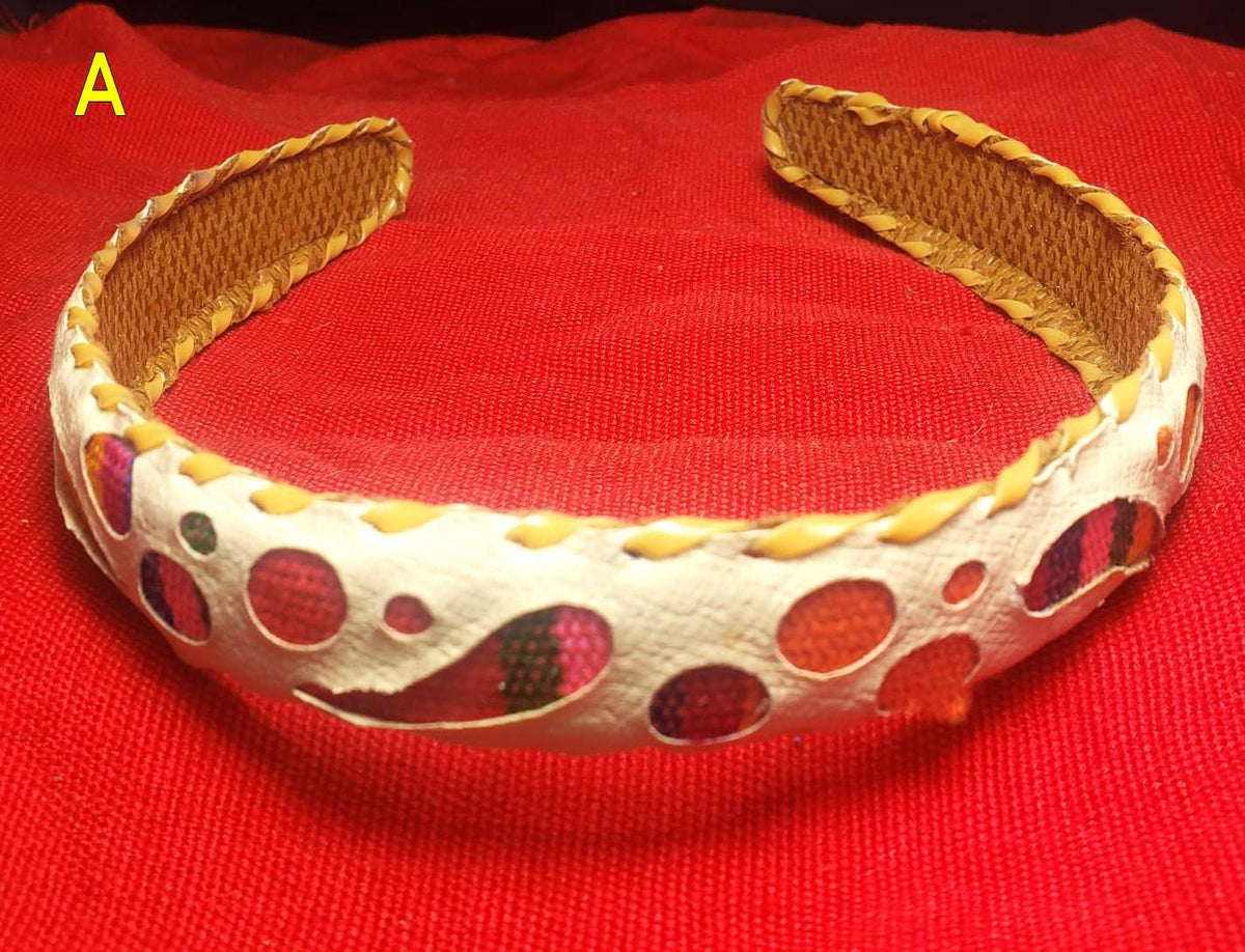 Guatemalan LEATHER Textil HAIRBAND Headband Hair HOLDER