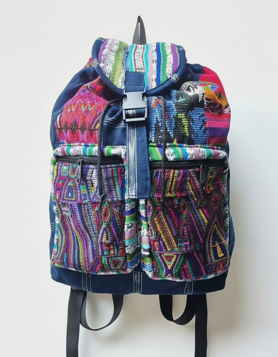 Guatemalan Cotton Upcycled Patchwork BACKPACK Bag