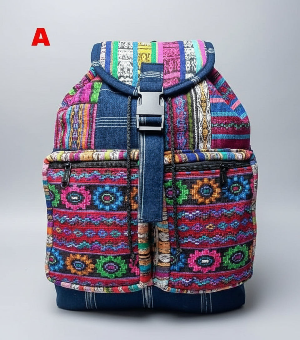 Guatemalan Cotton Upcycled Patchwork BACKPACK Bag