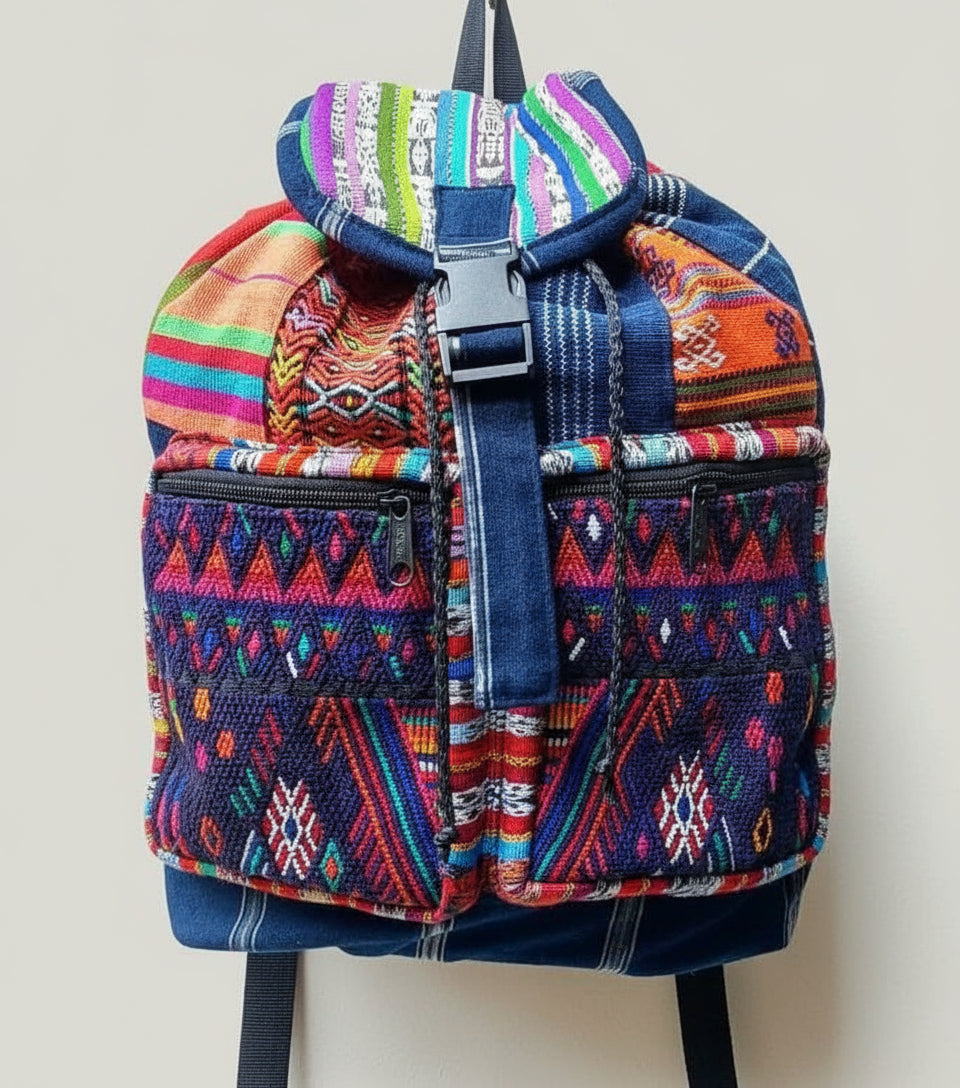 Guatemalan Cotton Upcycled Patchwork BACKPACK Bag