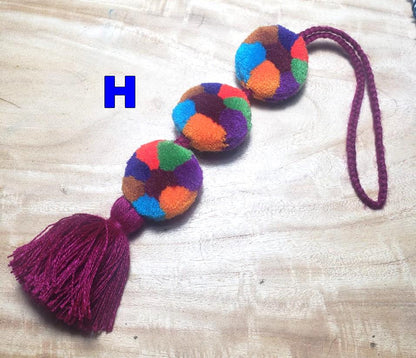 Guatemalan Handmade Wool POM TASSEL Hanging