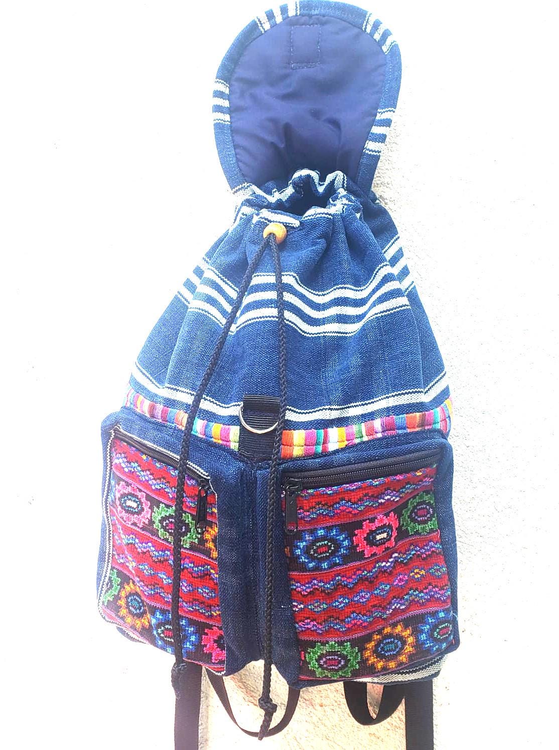 Guatemalan Upcycled Indigo Cotton BACKPACK Bag
