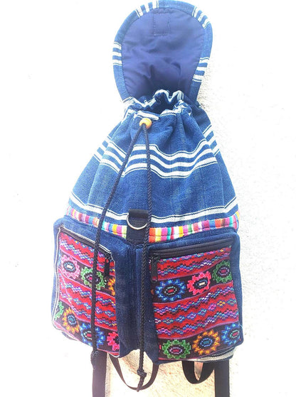 Guatemalan Upcycled Indigo Cotton BACKPACK Bag