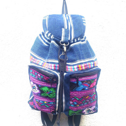Guatemalan Upcycled Indigo Cotton BACKPACK Bag