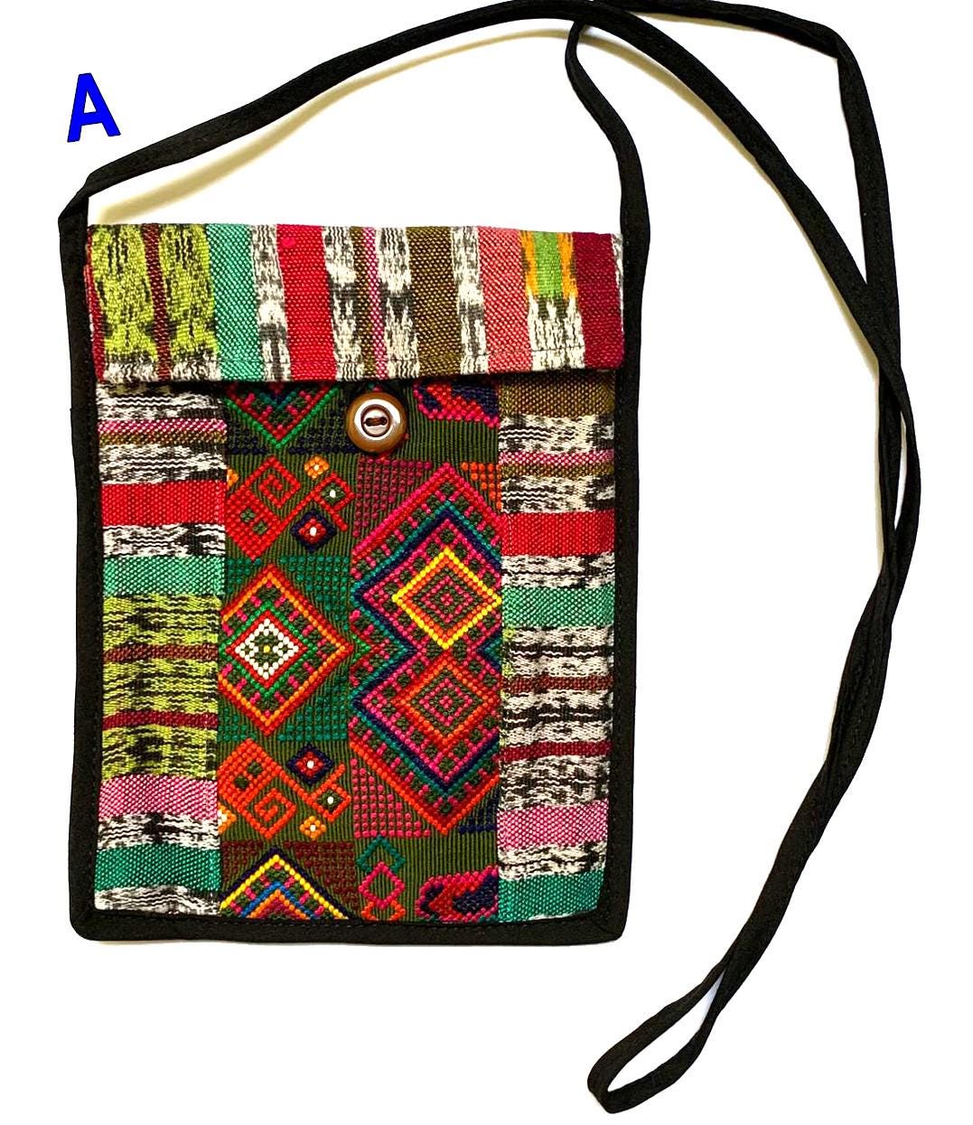 Guatemalan Huipil Crossbody Purse, Handcrafted Upcycled Traditional Fabric, Button Closure