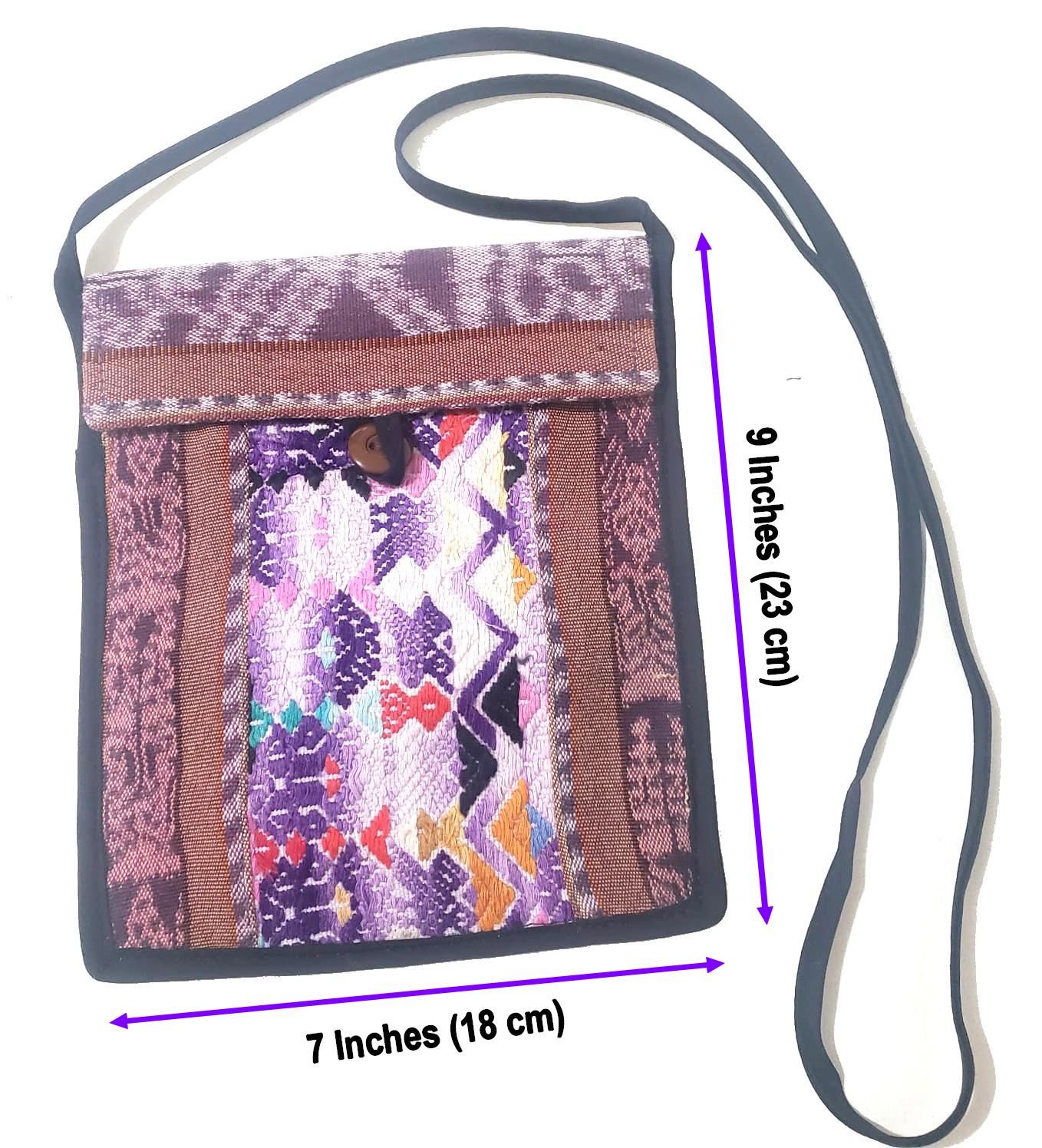 Guatemalan Huipil Crossbody Purse, Handcrafted Upcycled Traditional Fabric, Button Closure