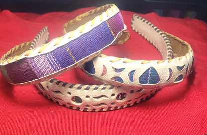 Guatemalan LEATHER Textil HAIRBAND Headband Hair HOLDER